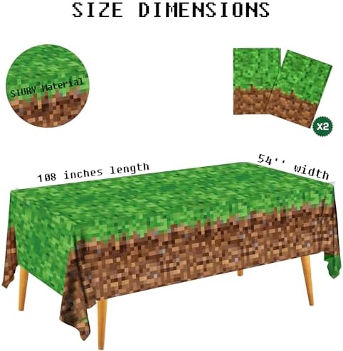 Pixel Party Favors Bulk Set - 12 Pcs Goodie Bags and 2 Pcs Tablecloth for Mining Birthday Party 1