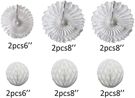 Yangeey 12pcs White Honeycomb Ball Fans for Party Decorations