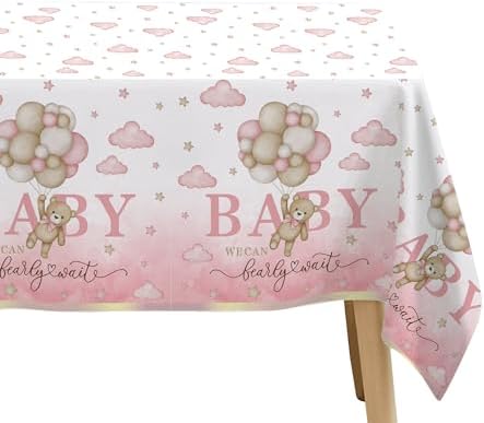 Pink Bear Baby Shower Tablecloths 3 Pack 54in x 108in