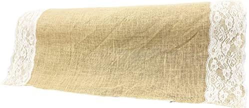 AAYU Premium Rustic Burlap Wedding Aisle Runner 5 Inch Ivory Trim 40x50 Ft Jute Table Roll