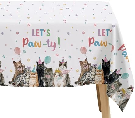 Cat Birthday Decorations Tablecloth 3 Pack 86x55in