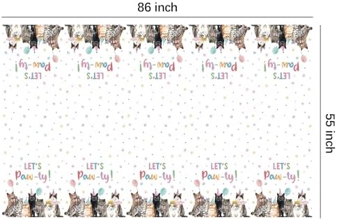Cat Birthday Decorations Tablecloth 3 Pack 86x55in