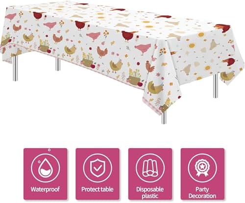 Chicken Party Decorations Tablecloth 3 Pack