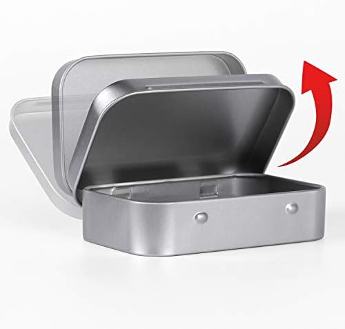 Tamicy Metal Rectangular Hinged Tins - 40 Pack Silver Storage Boxes
