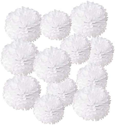 12PCS 10in 12in White Paper Pom Poms Wedding Party Decorations DIY Art Craft Blooms