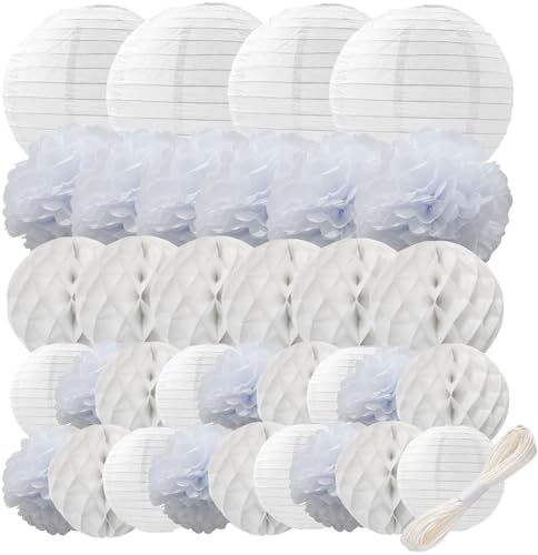 WOLHOWLTD White Paper Decor Set - 34 Pieces for Events and Home Decoration