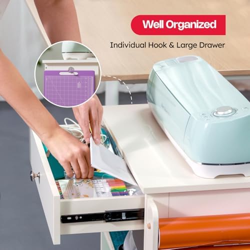 Crafit Craft Cart Organizer Table with Vinyl Roll Holder and Storage