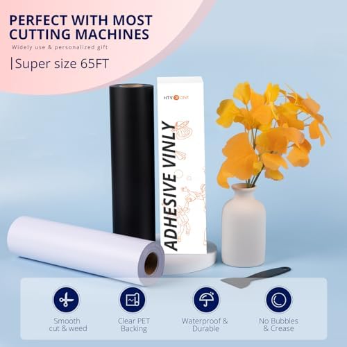 HTVRONT White Permanent Vinyl 12x65FT for Cricut and Silhouette