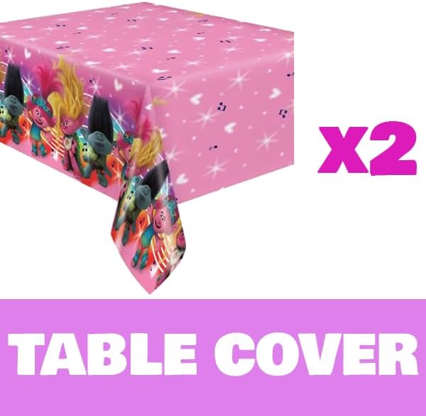 Unique Trolls Birthday Table Covers and Sticker Set