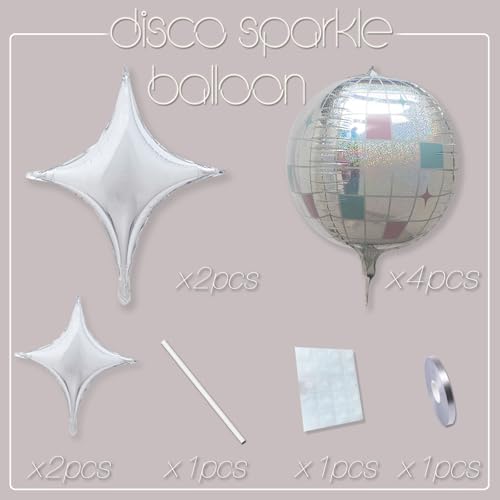 Iridescent Disco Ball Foil Balloons 4D Sparkle for Parties