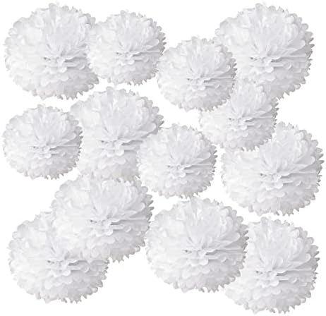 White Paper Pom Poms - 10 Inch 12 Inch - 12 PCS Party Decorations
