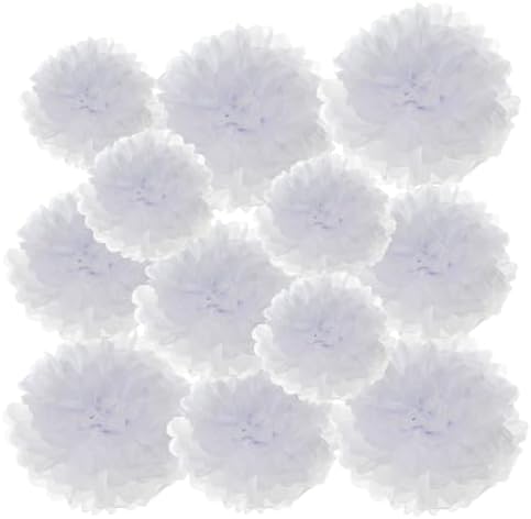 PATIKIL 4 6 8 In White Tissue Pom Poms 12 Pack