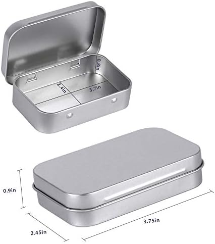 Tamicy Metal Rectangular Hinged Tins - 40 Pack Silver Storage Boxes