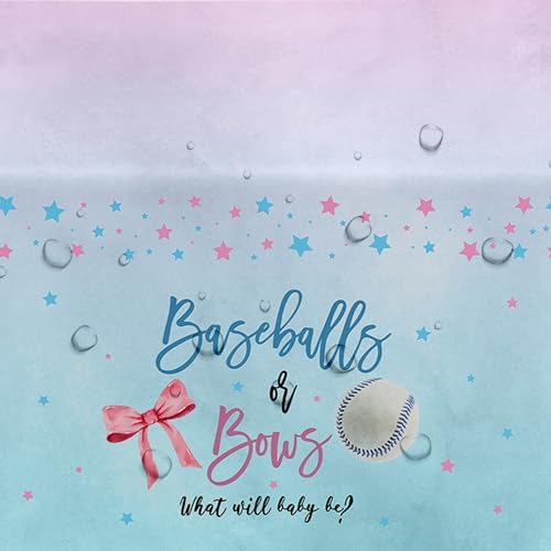 Baseball or Bows Gender Reveal Tablecloth 3 Pack 55in x 86in