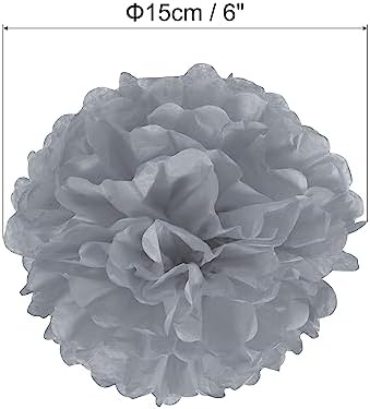 PATIKIL 6 Inch Grey Tissue Pom Poms 10 Pack