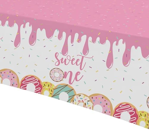 Xigejob Donut Party Tablecloth Decorations - 3 Pack