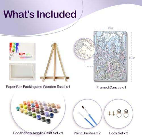 Framed Paint by Numbers Kit for Adults Beginners 78x118 Inch Canvas with Wooden Easel and Frame