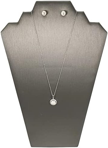 N NicePackaging Special Edition Steel Grey Leatherette 2-Notch Necklace Display 5 Pack