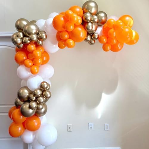 Orange and White Balloon Arch Kit with 162 Pieces for Fall Celebrations