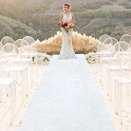 White Velvet Aisle Runner for Weddings and Parties