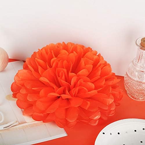 MISU 10 Inch Orange Tissue Pom Poms Pack of 18