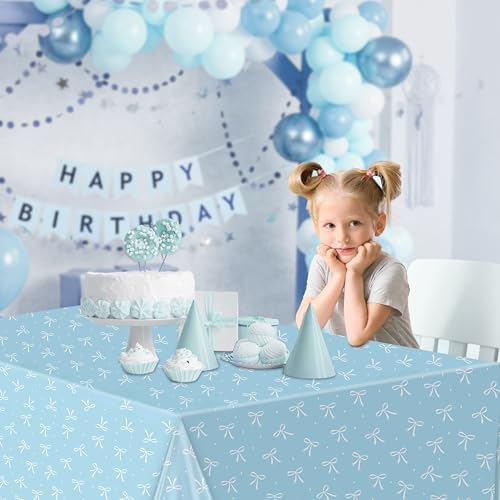 Blue Bow Tablecloths 3 Pack Waterproof Party Decor