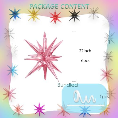 6Pcs Pink Star Balloons Party Decorations