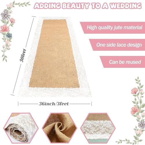 Natural Burlap Wedding Aisle Runner 3ft x 30ft