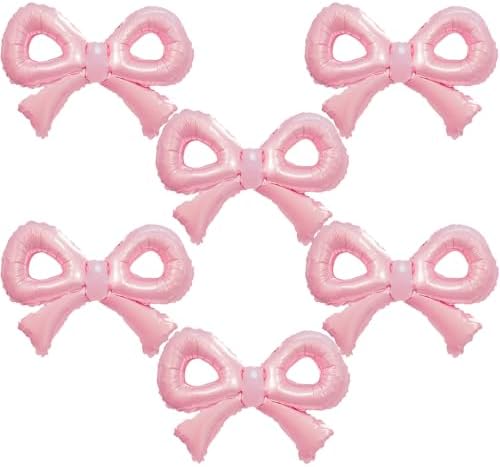 6PCS 12x9 Inch Mini Bow Balloons Pink Party Decor
