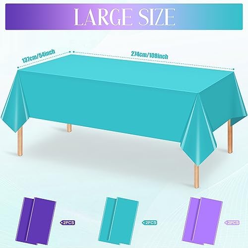6 Pack Mermaid Tablecloths Blue Purple Princess Decor for Parties
