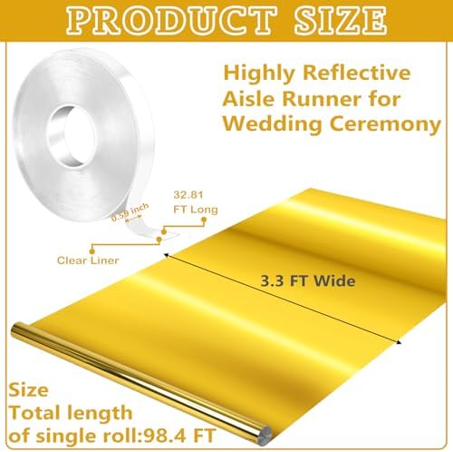 33 x 984 Ft Gold Aisle Runner for Wedding