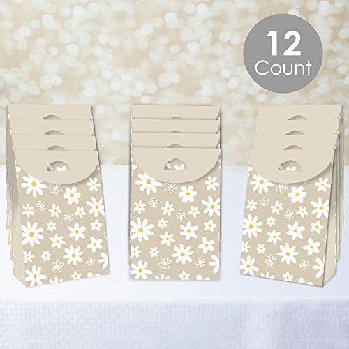 Big Dot of Happiness Tan Daisy Flowers Goodie Bags Set of 12