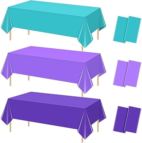 6 Pack Mermaid Tablecloths Blue Purple Princess Decor for Parties