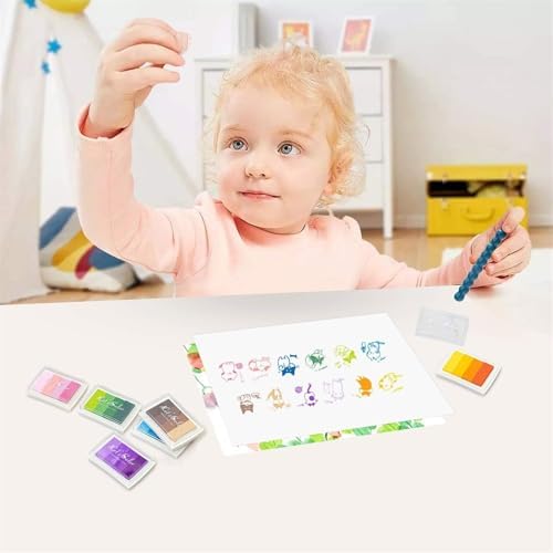 Niaviben 24 Color Rainbow Ink Pad Stamps for Crafts