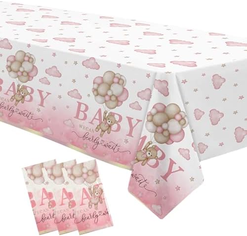 Pink Bear Baby Shower Tablecloths 3 Pack 54in x 108in