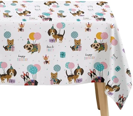 Dog Birthday Decorations Tablecloth Set 3 Pack 86x55in