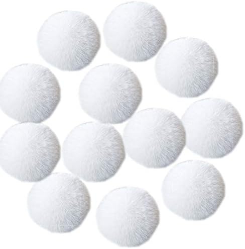 Chris W 12pcs White Artificial Rabbit Fur Pom Poms Ball