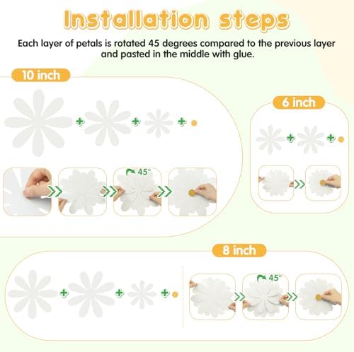 MotiMind 18 Pcs 3D Paper Flowers for Bulletin Board Decorations White Color