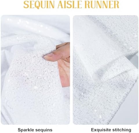 PartyDelight Sequin Wedding Aisle Runner 2FTx15FT Sparkly Carpet Decor