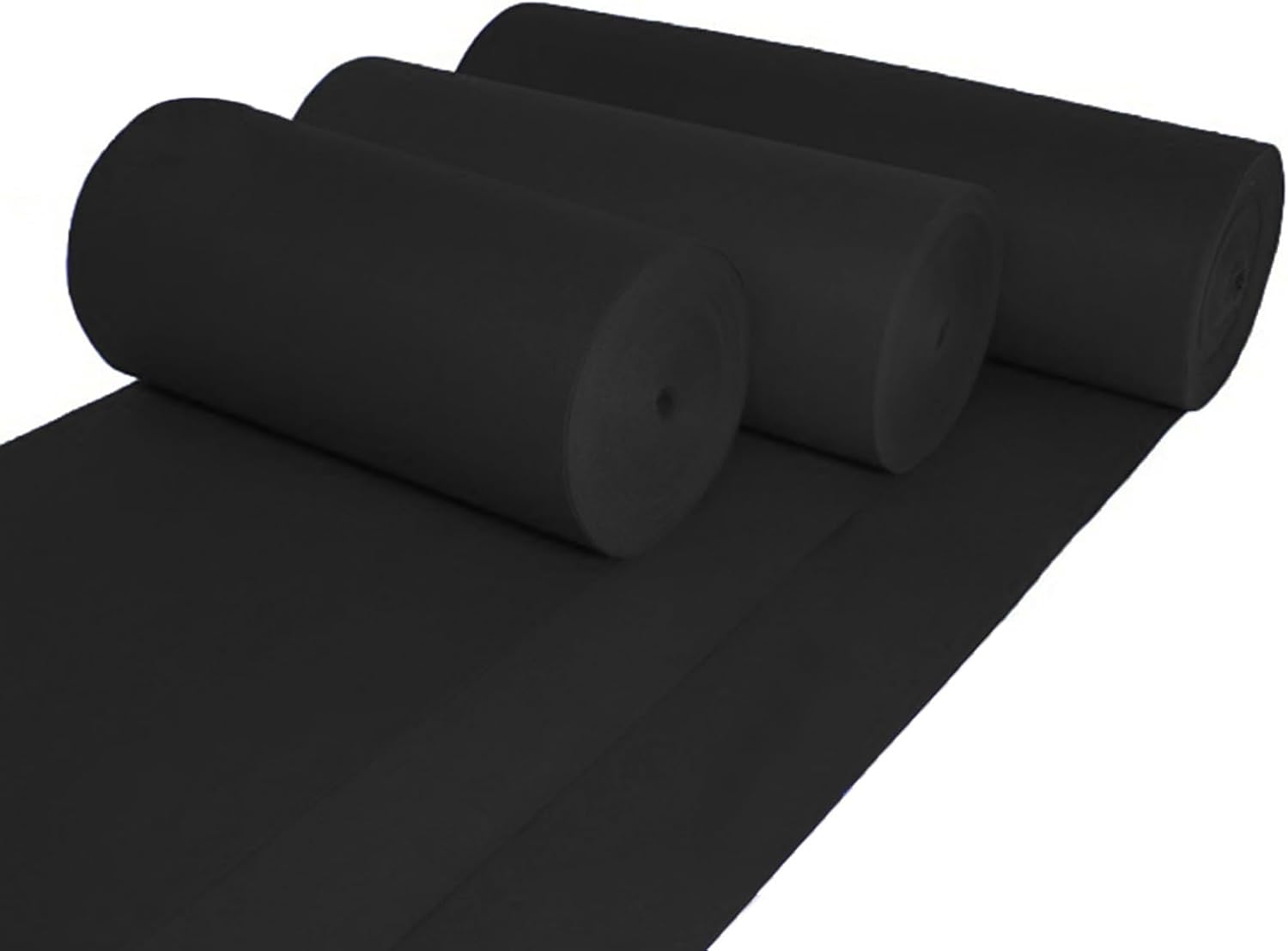 Black 2mm Thick Polyester Aisle Runner Carpet 12x25m Non-Slip