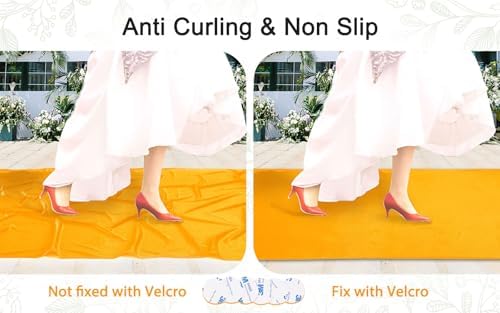 QueenDream Gold Velvet Rug Runner 25ft x 15ft Wedding Aisle Runner