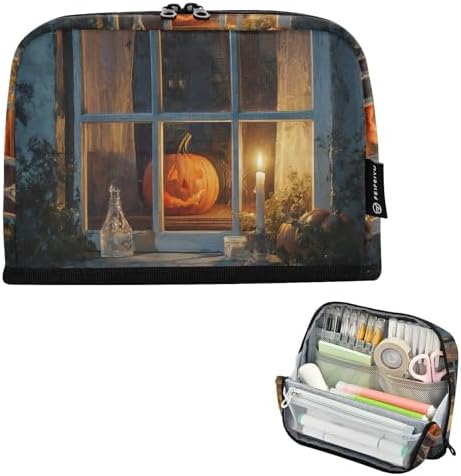 Halloween Pumpkin Pencil Case with Zipper and Compartments