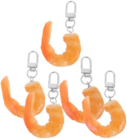 LUOZZY 20 Pcs Orange Artificial Shrimp Keychain