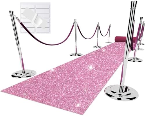 EZLucky Glitter Pink Carpet Runner for Party and Events