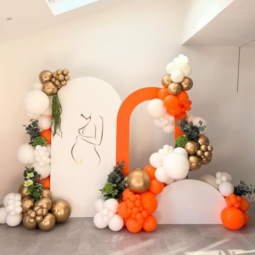 Orange and White Balloon Arch Kit with 162 Pieces for Fall Celebrations