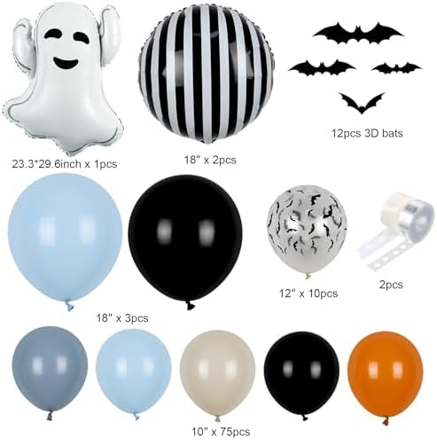 Halloween Baby Shower Balloon Arch Kit with 3D Bats
