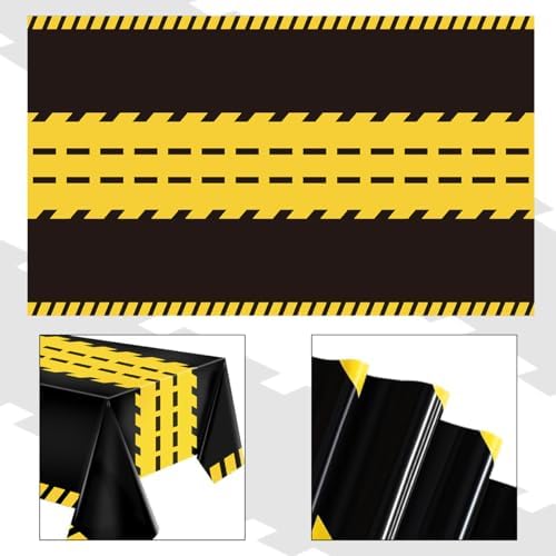 FVEOCR 4 Pack Black Racetrack Table Covers for Construction Themed Birthday Party Decorations