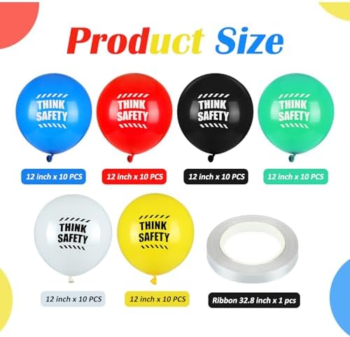 Gejoy 60 Pcs Safety Month Balloons 12 Inch Latex Decorations
