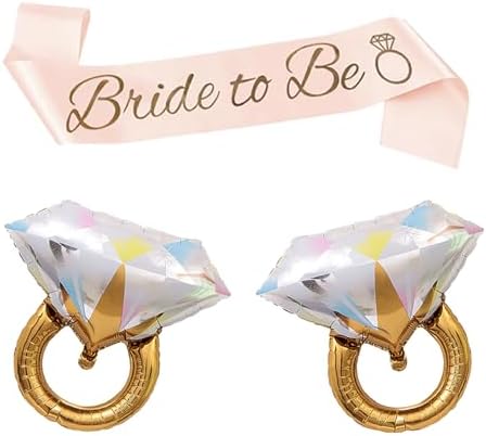 Bride To Be Sash with Diamond Ring Foil Balloons for Bachelorette Party