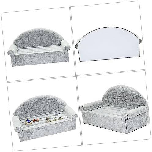 LIFKOME Sofa Shape Jewelry Display Stand in Grey Velvet